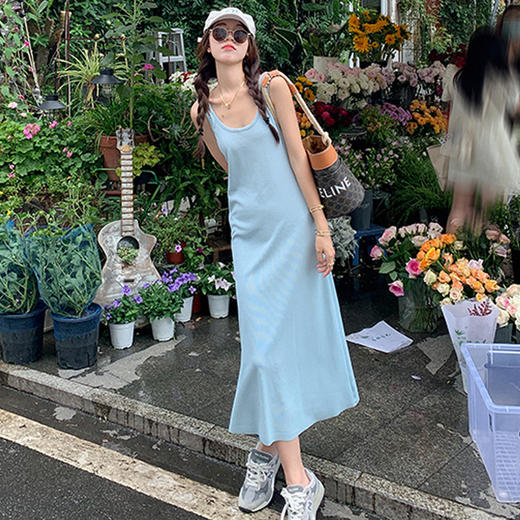 夏2025新款【设计感双肩吊带连衣裙女 宽松显瘦】内搭过膝背心长裙 商品图6