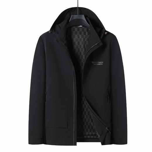 【可拆卸帽】【新款DWY】大依优型大码休闲夹克外套胖子大码男休闲宽松加肥加大上衣外套 商品图0