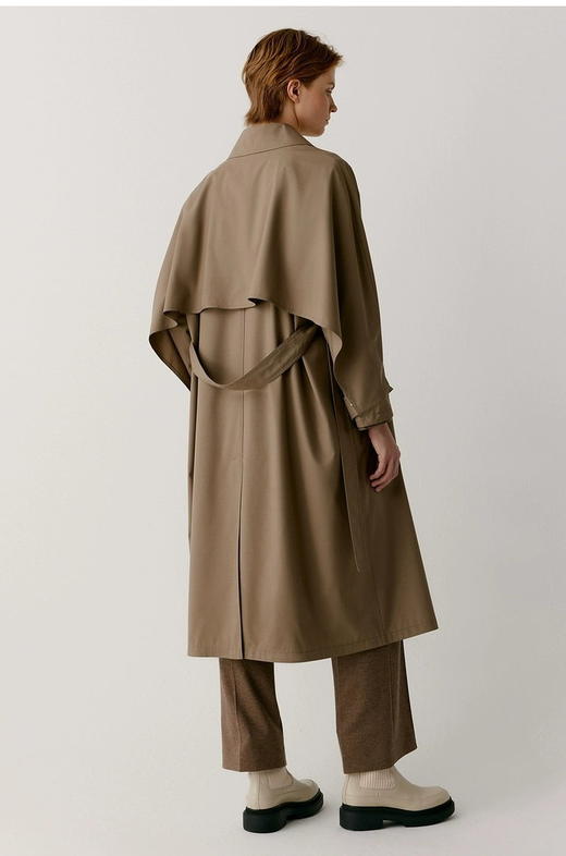 露珠系列廓形风衣 真丝羊毛密织工艺 廓形八字插肩袖 背部连片随性设计 自然感廓形 大翻领设计 商品图2