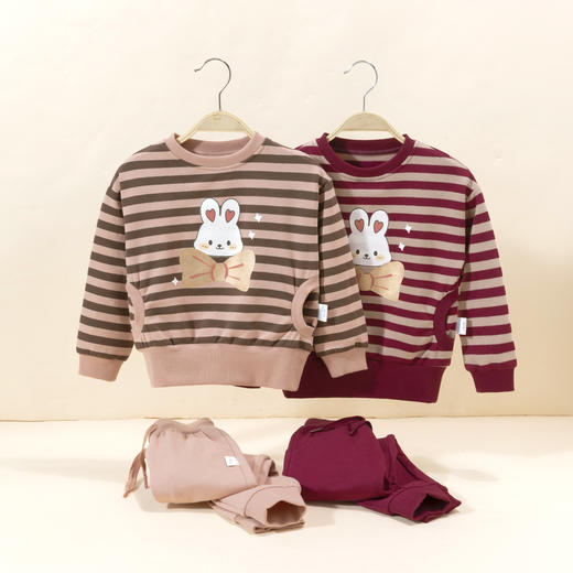 贝贝怡女童套装冬新品圆领薄绒保暖卫衣休闲百搭卫裤两件套童装JB1DT001 商品图4
