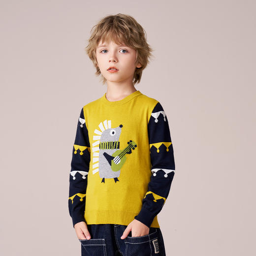 mettekids男童针织衫秋冬新款卡通打底衫儿童休闲圆领棉羊绒毛衣 商品图5