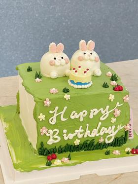 可爱兔兔方形蛋糕