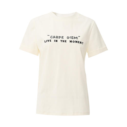 VIMAGE纬漫纪夏季新款时尚百搭打底舒适圆领印花T恤女V2102705 商品图5