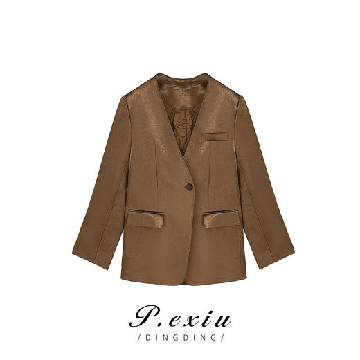 01-1 潘依绣丁丁宠粉【咖啡月光】秋季新款气质优雅宽松简约长袖西装 K3520 商品图0