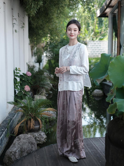 盛唐牡丹 |真丝提花蕙兰纹样女裤 商品图0