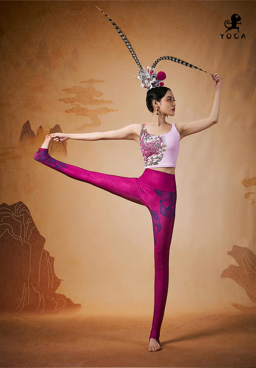 壁虎瑜伽【紫烟梦云-套装】限量款印花瑜伽套装（可拆卸胸垫） 商品图3