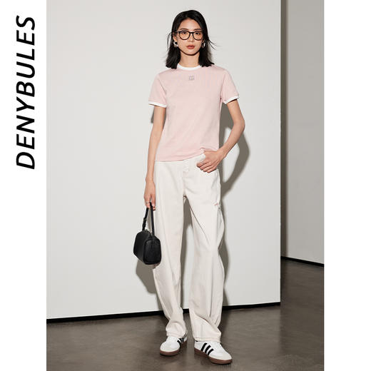 【显瘦遮肉舒爽】DENYBULES高腰时尚破洞香蕉裤 商品图0