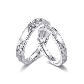 KADER卡蒂罗 甜蚀冰川 999足银 情侣对戒小众素圈开口可调节对戒 简约百搭极简风配饰 纪念日礼物礼盒 送女友