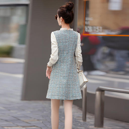 小香风连衣裙，洋气时尚花边撞色拼接修身显瘦裙子HR-MUZI1334 商品图3