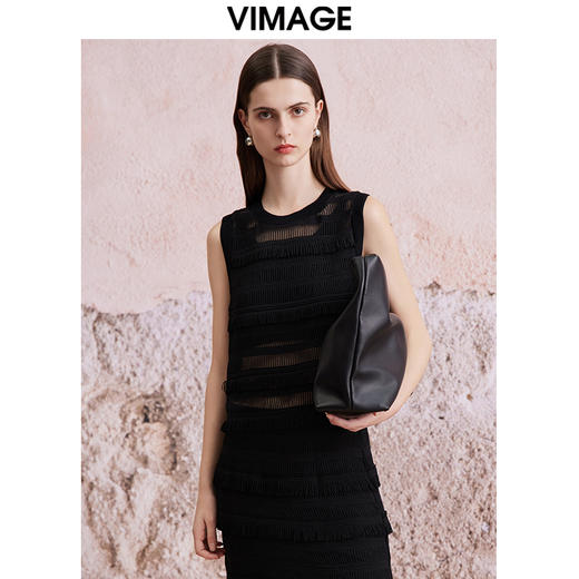 VIMAGE纬漫纪夏季新款百搭时尚修身蕾丝无袖上衣女V2113724 商品图3
