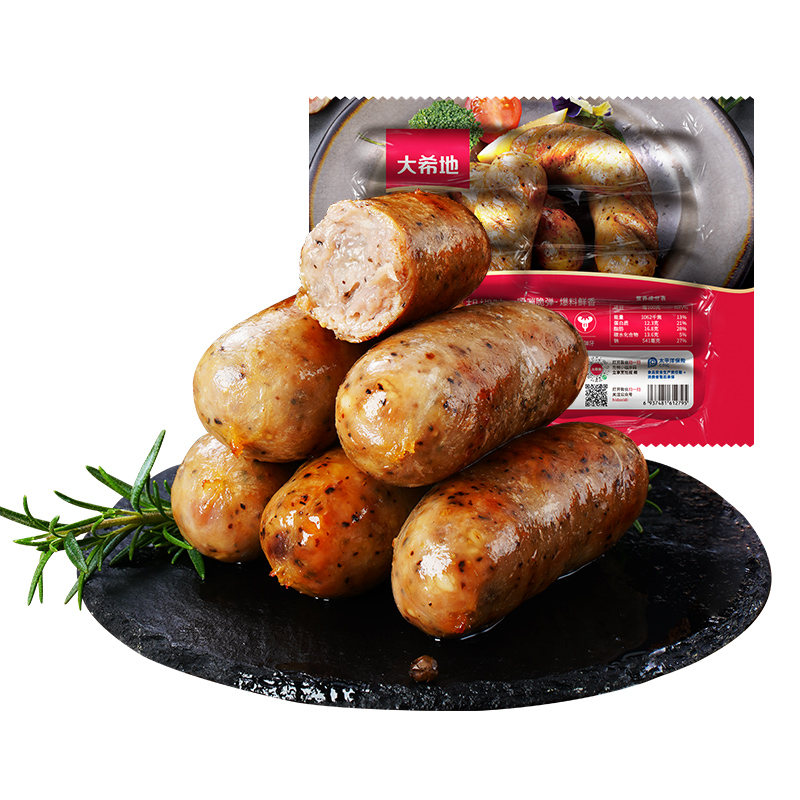 【大希地】爆有料经典原味80醇肉肠508g*1+爆有料黑胡椒味80醇肉肠508g*1
