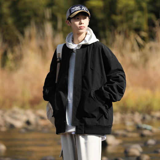 【新款DXC】大依优型大码棒球领夹克加肥加大休闲胖子宽松外套上衣潮流男装 商品图1