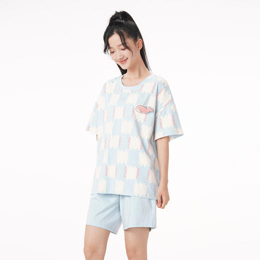 都市丽人生活家居春夏睡衣女凉感无尘棉家居服薄款短袖短裤女士套装LH42A9 商品图2