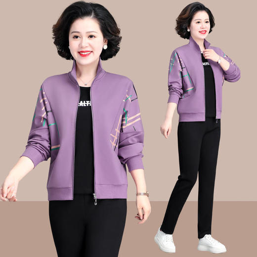 SP5036休闲运动服中老年女装时尚立领上衣套装 商品图2