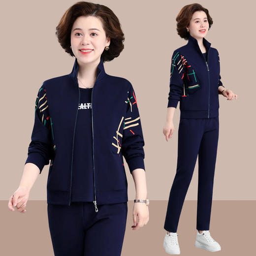 SP5036休闲运动服中老年女装时尚立领上衣套装 商品图0
