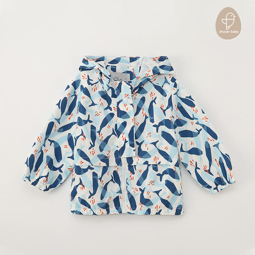 【春款风衣】卓儿男小童休闲运动连帽风衣外套印花上衣防晒服适合1.5-6岁 商品图2