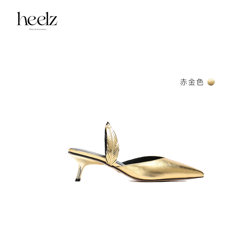 heelz设计师手工鞋履 ｜BAMBOO竹叶鞋小猫跟Slingback两穿50mm