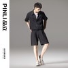 PINLI品立夏季新款男士系皮带条纹休闲短裤五分裤B242117019 商品缩略图1