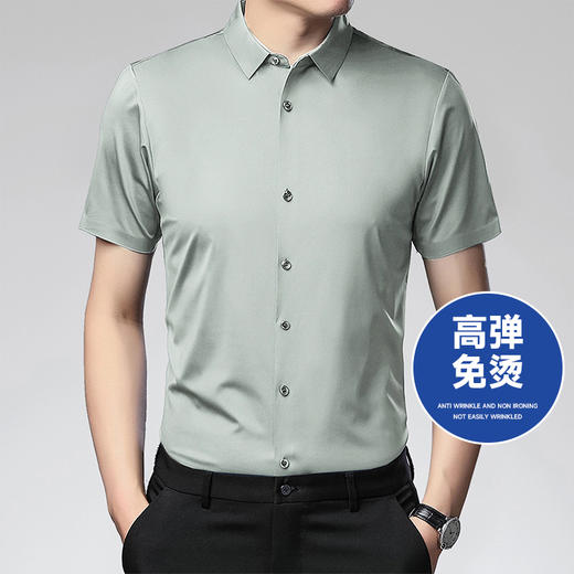 【新款DDY】大依优型大码短袖衬衫高弹免烫加肥加大男装大号大码衬衣上衣男士绅士商务休闲半袖夏季 商品图0