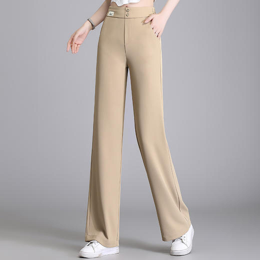 高腰窄版阔腿西装裤2024春季新款双扣垂感显瘦直筒裤 商品图3