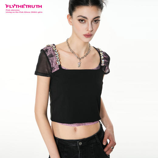 FTT Flythetruth 寻宝夜幕 碎钻肩带背心女春季美背打底吊带上衣 商品图2
