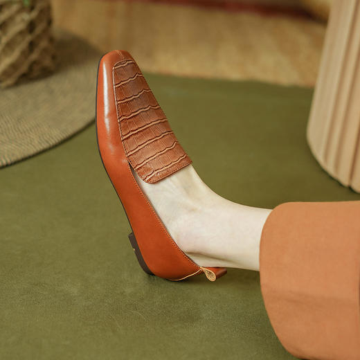 【预售5天】通勤百搭，头层牛油皮平头平底小皮鞋PS1703 商品图2