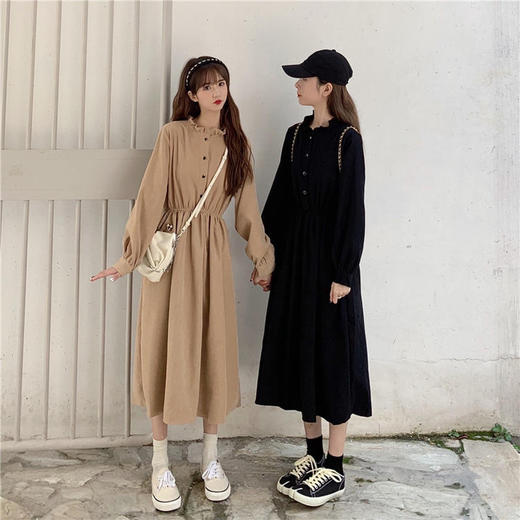 早春新款【气质女神范 长袖连衣裙】时髦女装 法式收腰小黑裙子 冷淡风 商品图2