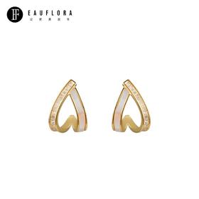 『夏日月』极简几何贝母耳环