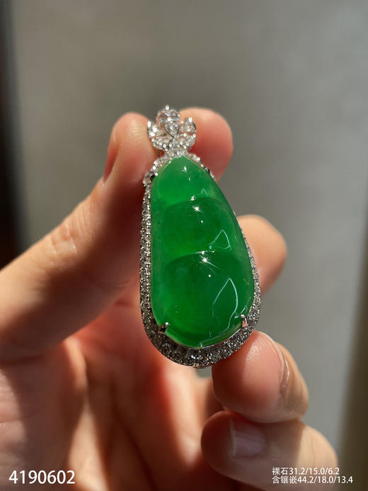 高冰艳绿福豆吊坠【4190602】具体价格微信咨询 商品图0