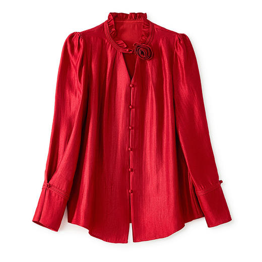 WLZD 2403106立体花法式复古宽松显瘦衬衣 商品图4