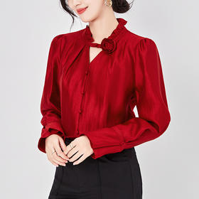 WLZD 2403106立体花法式复古宽松显瘦衬衣