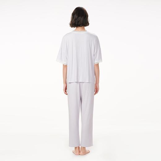 都市丽人生活家居春夏睡衣女针织罗纹家居服薄款七分袖长裤女士套装LH42F7 商品图3