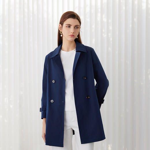 女装春夏新款中长款风衣双排扣防风外套时尚百搭适合多场合穿着 商品图3