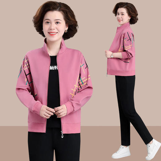 SP5036休闲运动服中老年女装时尚立领上衣套装 商品图1