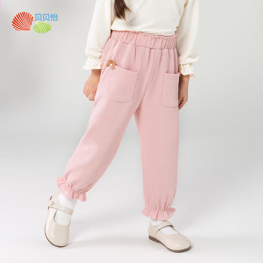2024春秋新款女童束脚长裤中小童时尚华夫格休闲裤舒适透气裤ZB1DK028 商品图2