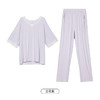都市丽人生活家居春夏睡衣女针织罗纹家居服薄款七分袖长裤女士套装LH42F7 商品缩略图11