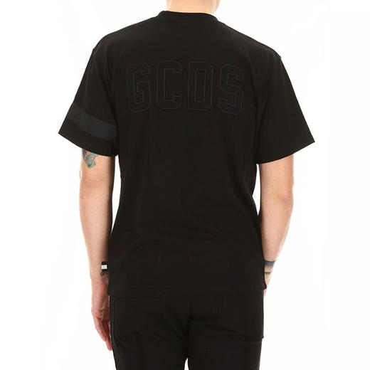 GCDS 男士字母刺绣徽标棉质圆领短袖T恤 黑色 ACC94U020077 BLACK 商品图3