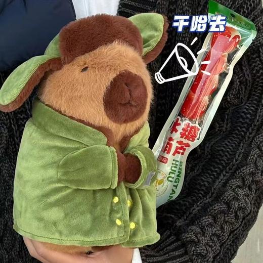 东北军大衣卡皮巴拉公仔玩偶卡皮吧啦花棉袄 商品图0