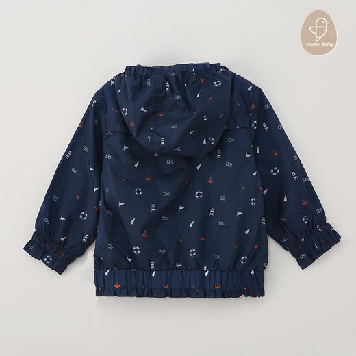 【春款风衣】卓儿男小童休闲运动连帽风衣外套印花上衣防晒服适合1.5-6岁 商品图6