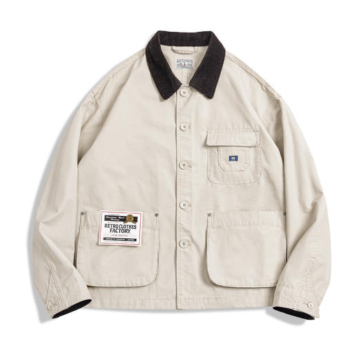 马登女装灯芯绒拼接外套vintage翻领夹克美式复古密歇根工装上衣 商品图4