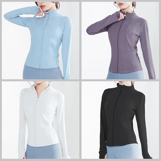 聚衣堂蜜桃健身服运动外套锦纶长袖立领拉链速干跑步瑜伽服上衣 商品图4