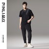 PINLI品立2024夏季新款拼接短袖T恤潮牌百搭休闲黑色圆领男士上衣B242111011 商品缩略图1