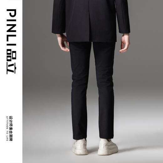 PINLI品立2024春季新款男士纯色直筒休闲长裤潮牌百搭黑色男裤子B233217091 商品图2