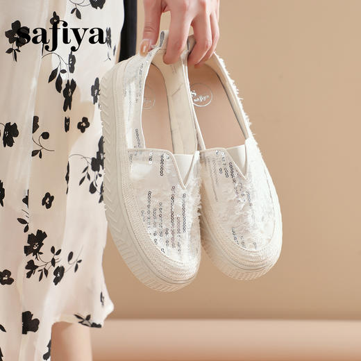 Safiya/索菲娅2024春透气网面厚底草编渔夫鞋 SF41112059 商品图3