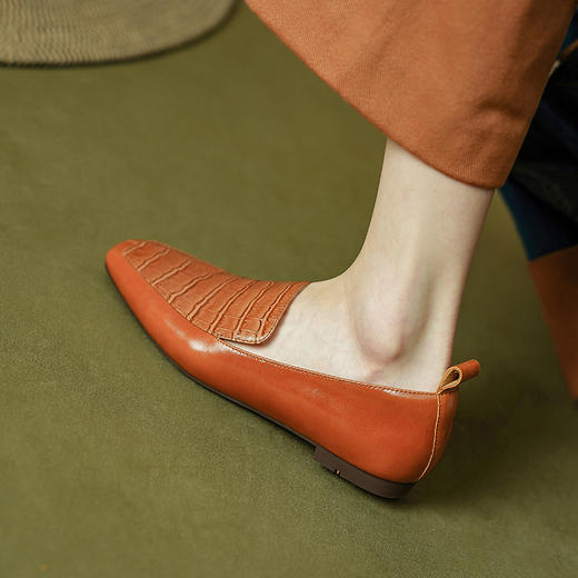 【预售5天】通勤百搭，头层牛油皮平头平底小皮鞋PS1703 商品图1