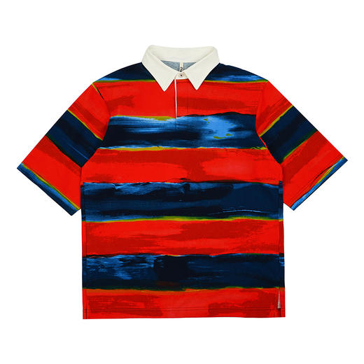 KHOKI Border print rugby polo 油画印花复古短袖POLO衫 商品图4