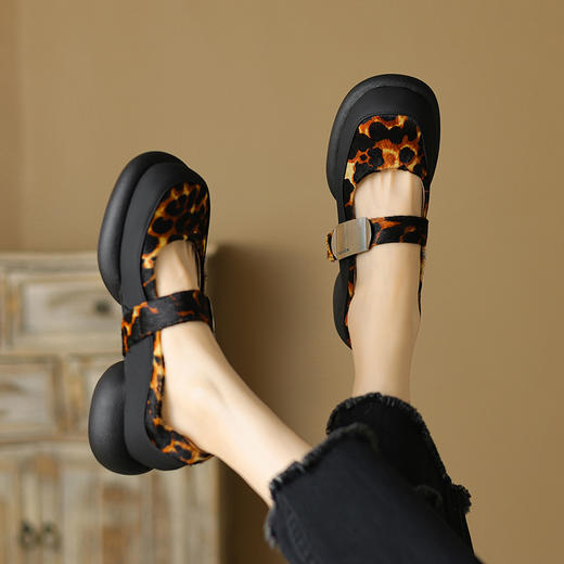 【预售5天】春夏新款，撞色拼接厚底圆头玛丽珍马毛单鞋TYM&6520 商品图7