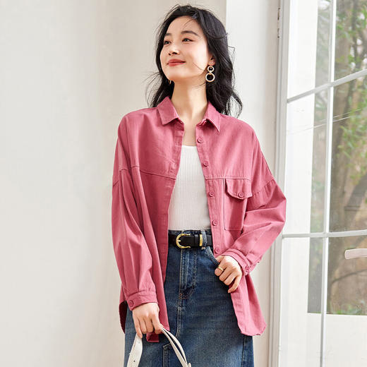 QY2469水洗外套衬衫长袖衬衣女上衣气质优雅宽松 商品图2
