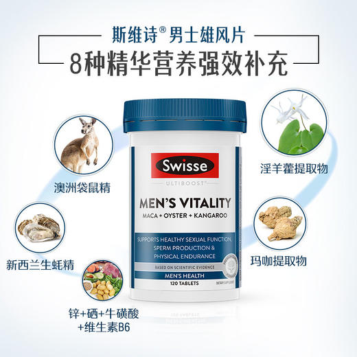 【保税区直发】澳洲Swisse 玛咖牡蛎袋鼠精华雄风片 男性维生素保健120片/瓶 商品图2