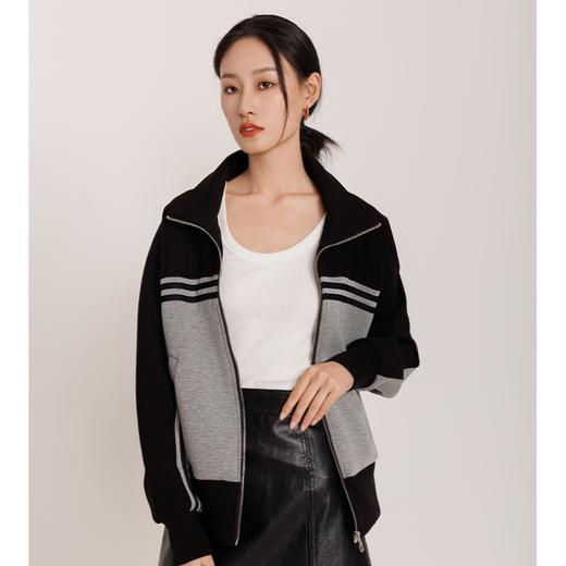 weyo女款空气层平行织带装饰撞色拼接卫衣外套881027 商品图4